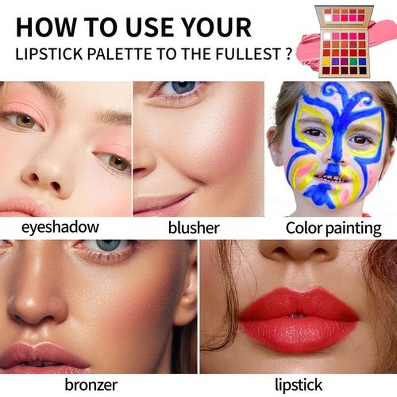 DE'LANCI Lipstick Palette Nude Red Peach Pink Shades 25 Color, Professional Moisturizing Lip Gloss, Long Lasting Soft Smooth Lipstick Pallet Waterproof, Pigmented Halloween Face Paint Costume Makeup