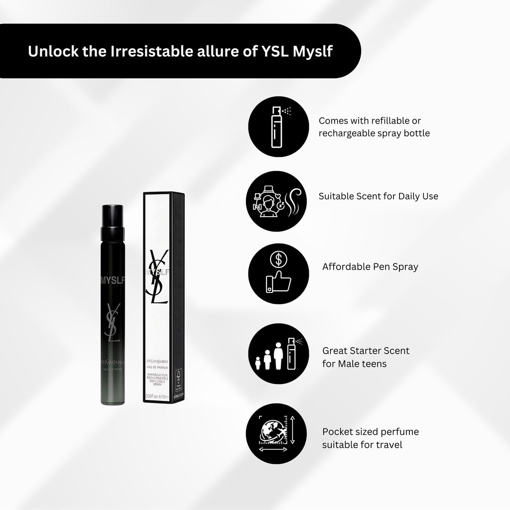 Yves Saint Laurent MYSLF Perfume for Women EDP Travel Spray – 0.33 oz (10 ml)
