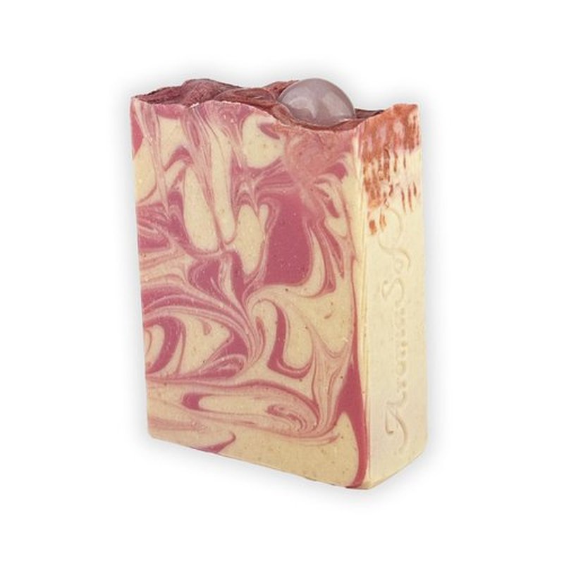 AROMASOFNAT Goat Milk Soap Bar – Handcrafted Rose Quartz Soap, Organic & Natural Moisturizing Body & Face Cleanser (1 Pack) - Perfect Luxury Gift