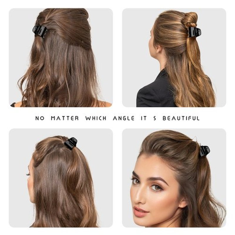 aelBael 6-Piece Hair Claw Clips-1.3 Inch Jaw Clips That Won't Let YourThick or Medium Hair Escape, Nonslip Wonders for Women and Girls' Hair Accessories Black