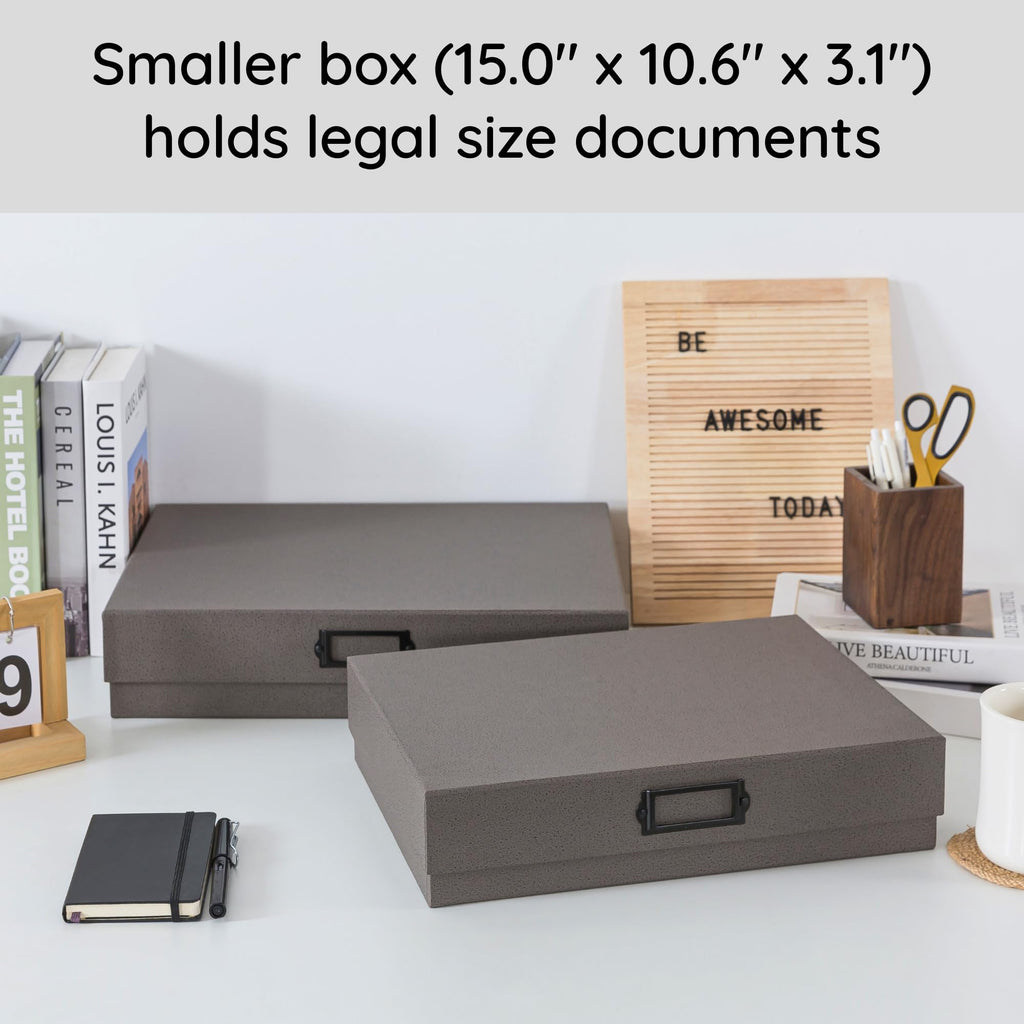 Soul & Lane - Legal Size Document Storage Boxes with Lids, Set of 2, Gray