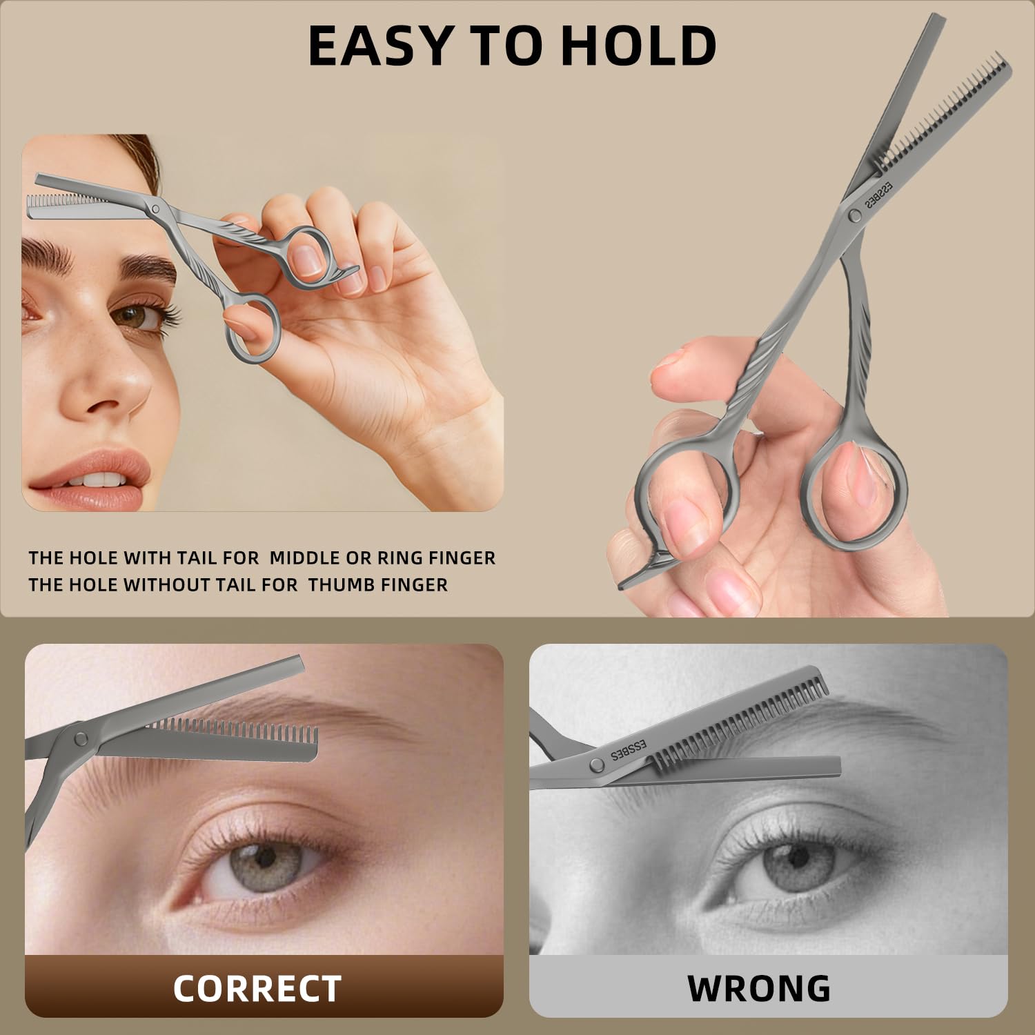 ESSBES Beard Scissors with comb small mustache trimming eyebrow grooming kit
