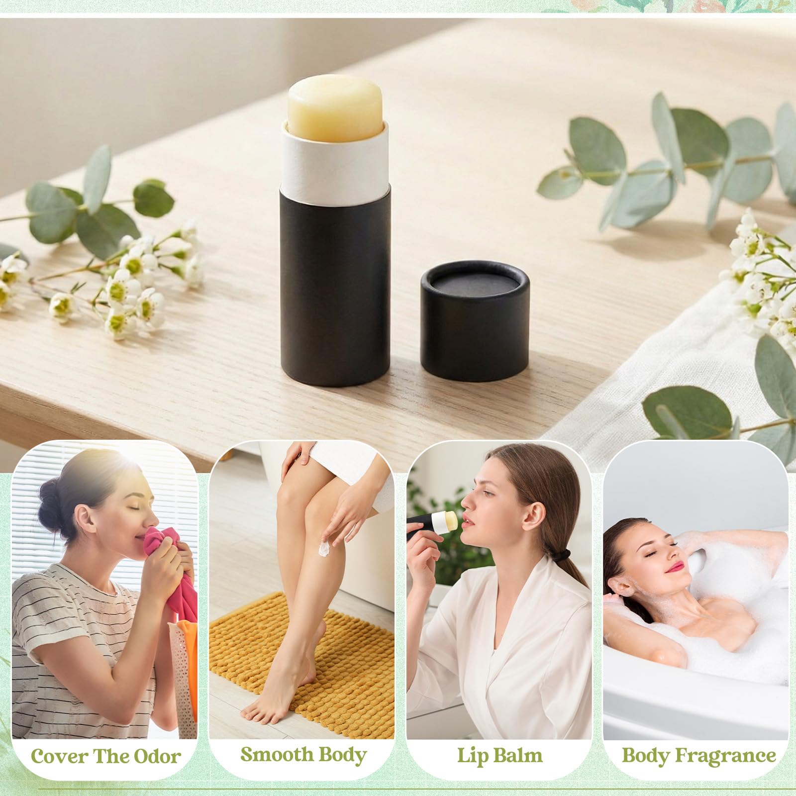Teenyyou 20 Pcs 2oz Empty Paperboard Deodorant Containers Kraft Cardboard Deodorant Tubes Push-up Lip Balm Tubes Solid Perfume Container Lotion Sticks Jars for DIY Homemade Cosmetic Samples,Black