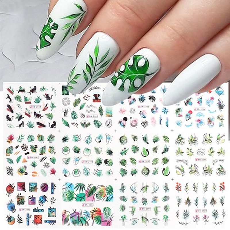 48 Sheets Flowers Nail Art Stickers, Holographic Spring Floral Water Transfer Nail Decals Design, Flowers Leaf Butterfly Nail Sticker for Women Girls Manicure Decorations Resin Nail Decal Tattoo Set