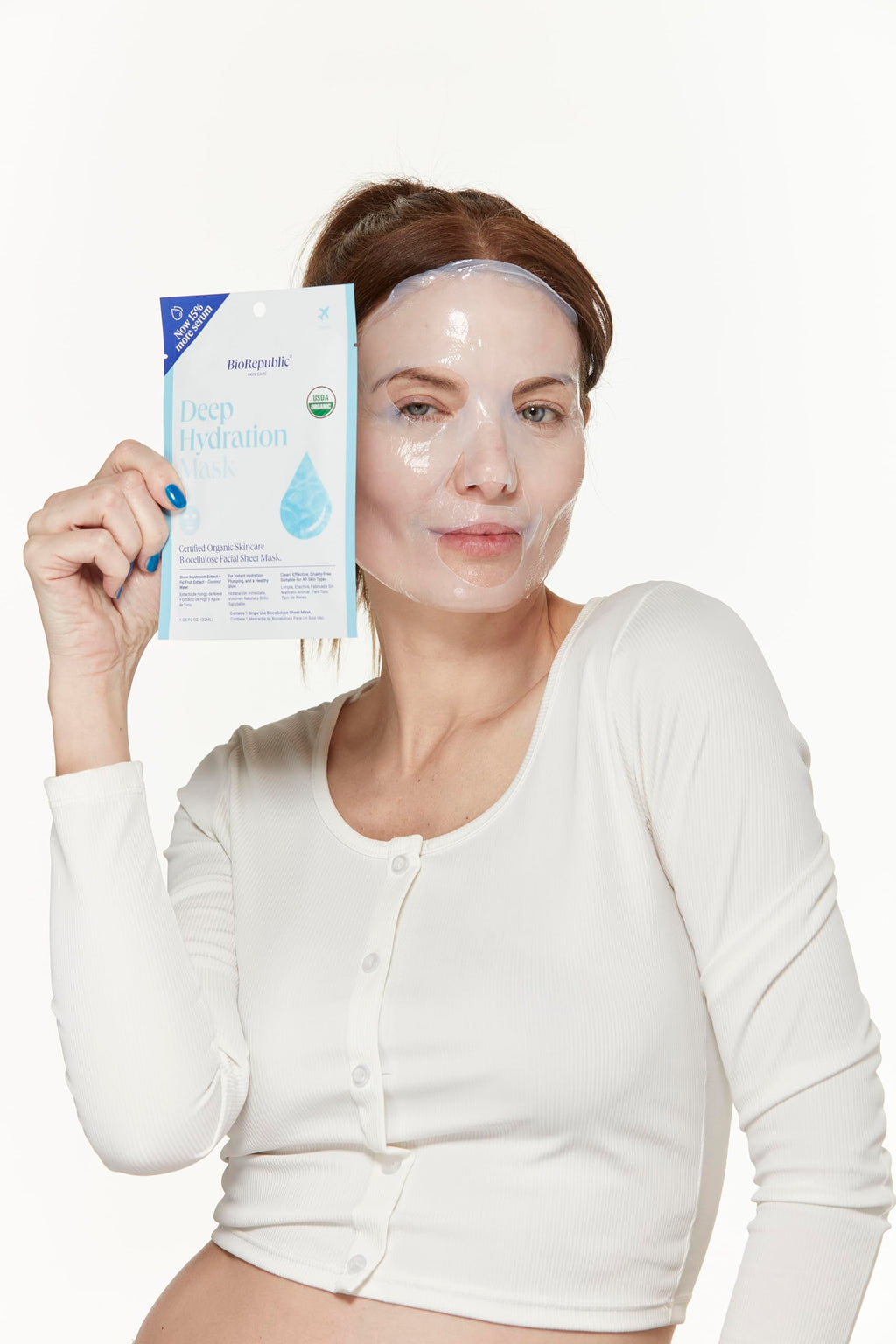 BioRepublic Deep Hydration Vegan Sheet Masks – Organic Biocellulose Face Mask with Snow Mushroom, Fig Fruit & Coconut Water for Plump, Glowing Skin (Pack of 6)