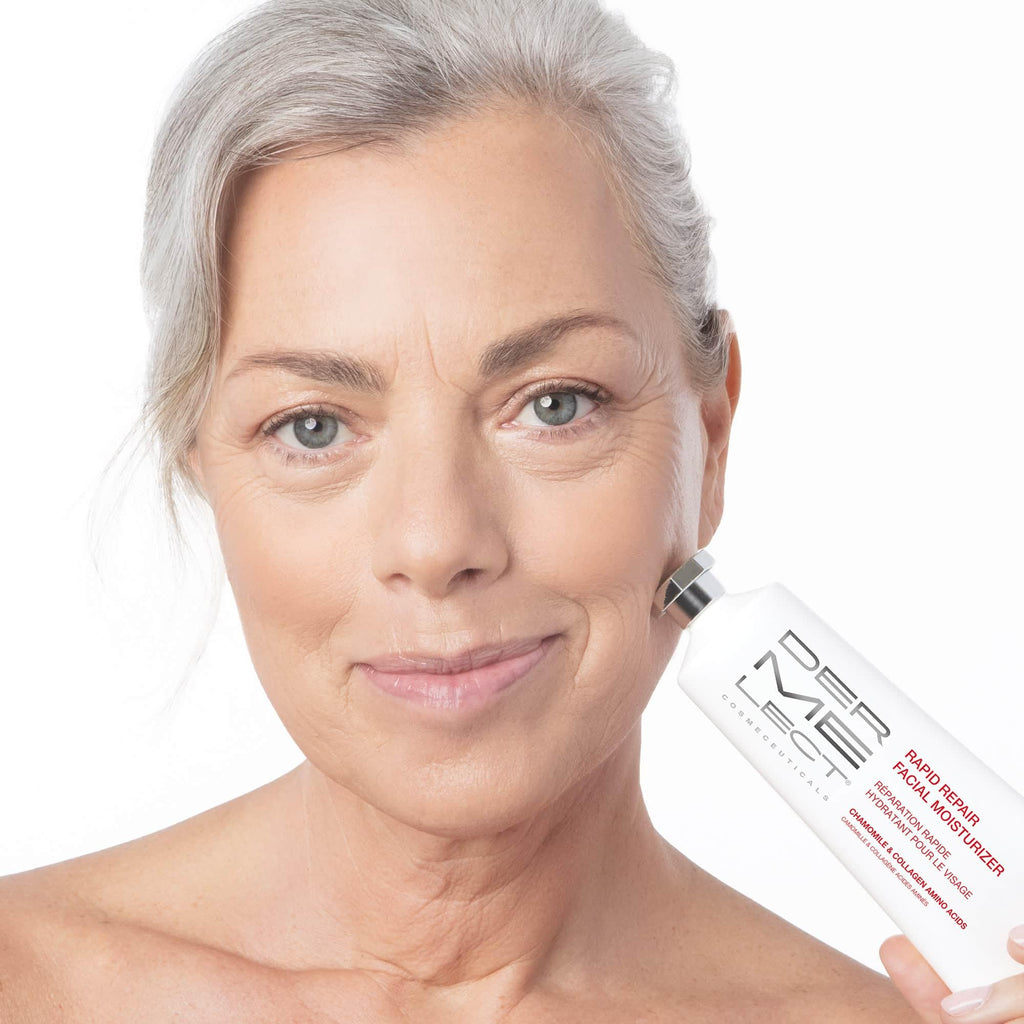 Dermelect Rapid Repair Facial Moisturizer for Face Anti Aging Cream with Chamomile Azulene Collagen Avocado Oil Grape Seed, Hydrating for Sensitive Skin Dryness Dullness Fine Lines & Wrinkles 3.3 oz