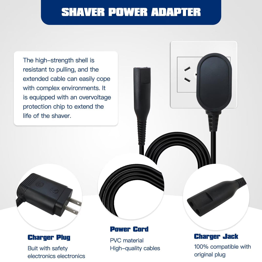 Replacement Wall Charger for Braun Shavers Series 1 3 5 7 9 - Part-No.: 81719643 - Type 5769, 5764, 5795, 5790, 5791, 5793-12V 400mA Wall Power Adapter