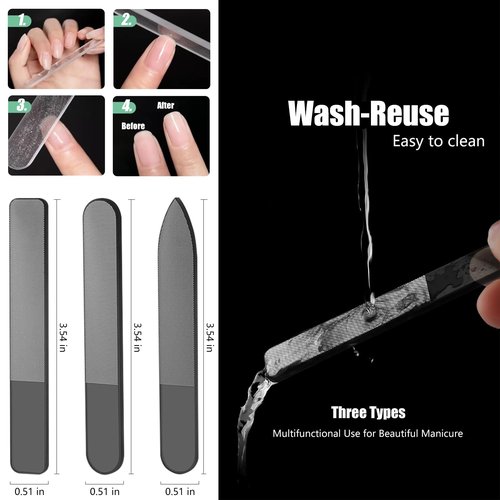 Dr.nail 5Pcs Glass Nail Files- Crystal Fingernail Files with Case, Nano Glass Nail Shiner Polishers for Natural Nails- Festive Nail Care Gift Set for Women Girl Wife Beauty Lovers Home Salon Manicure