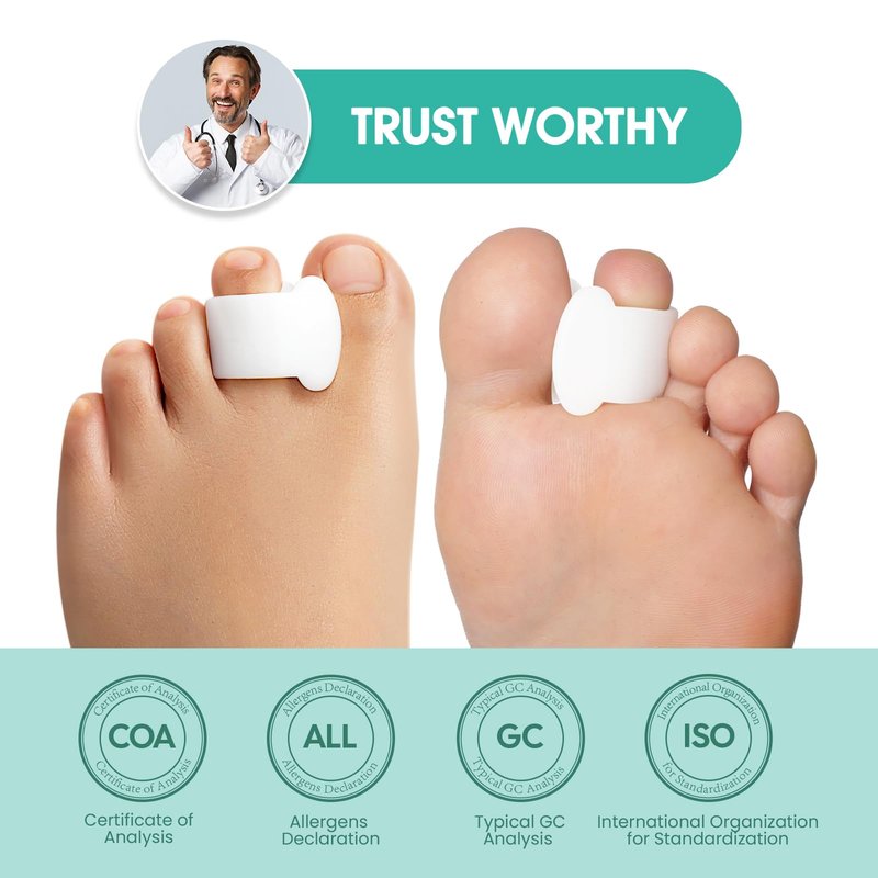 Welnove Toe Separator for Overlapping Toes - 12 PackToe Spacers for Bunions - Toe Corrector for Hammer Toes, Realign Crooked Toes - Preventing Rubbing Relieve Pressure (Medium, White)