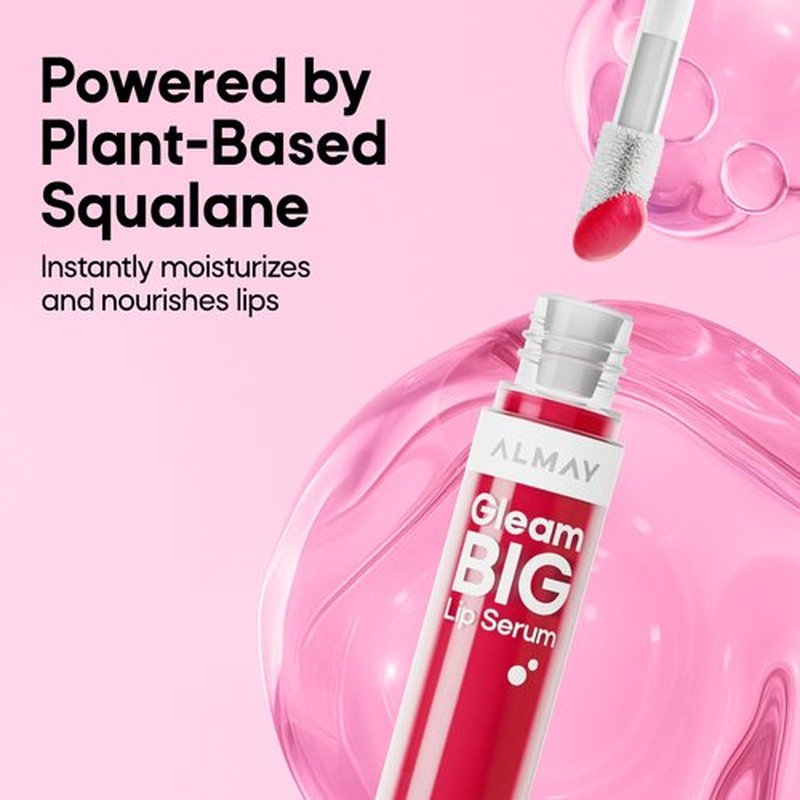 Almay Gleam Big™ Lip Serum, Hydrating and Moisturizing, Hypoallergenic Lip Gloss, Non-Sticky, 100 Positively Pink, 0.13 fl oz