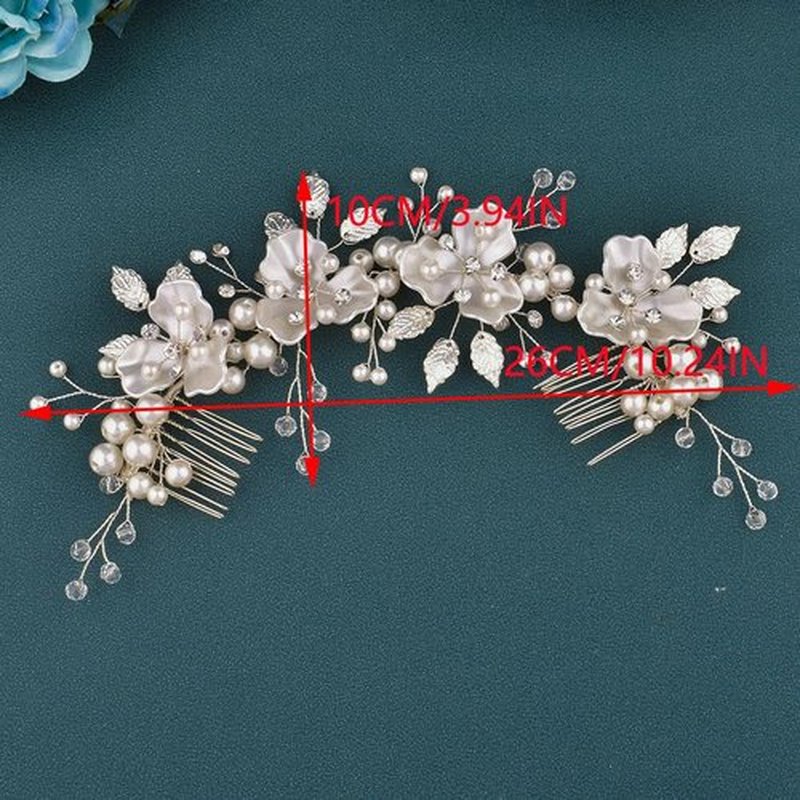 Mpoikba Bridal Hair Accessories, Pearl Adorned Wedding Hair Pieces for Brides, Flower Hair Combs for Bride