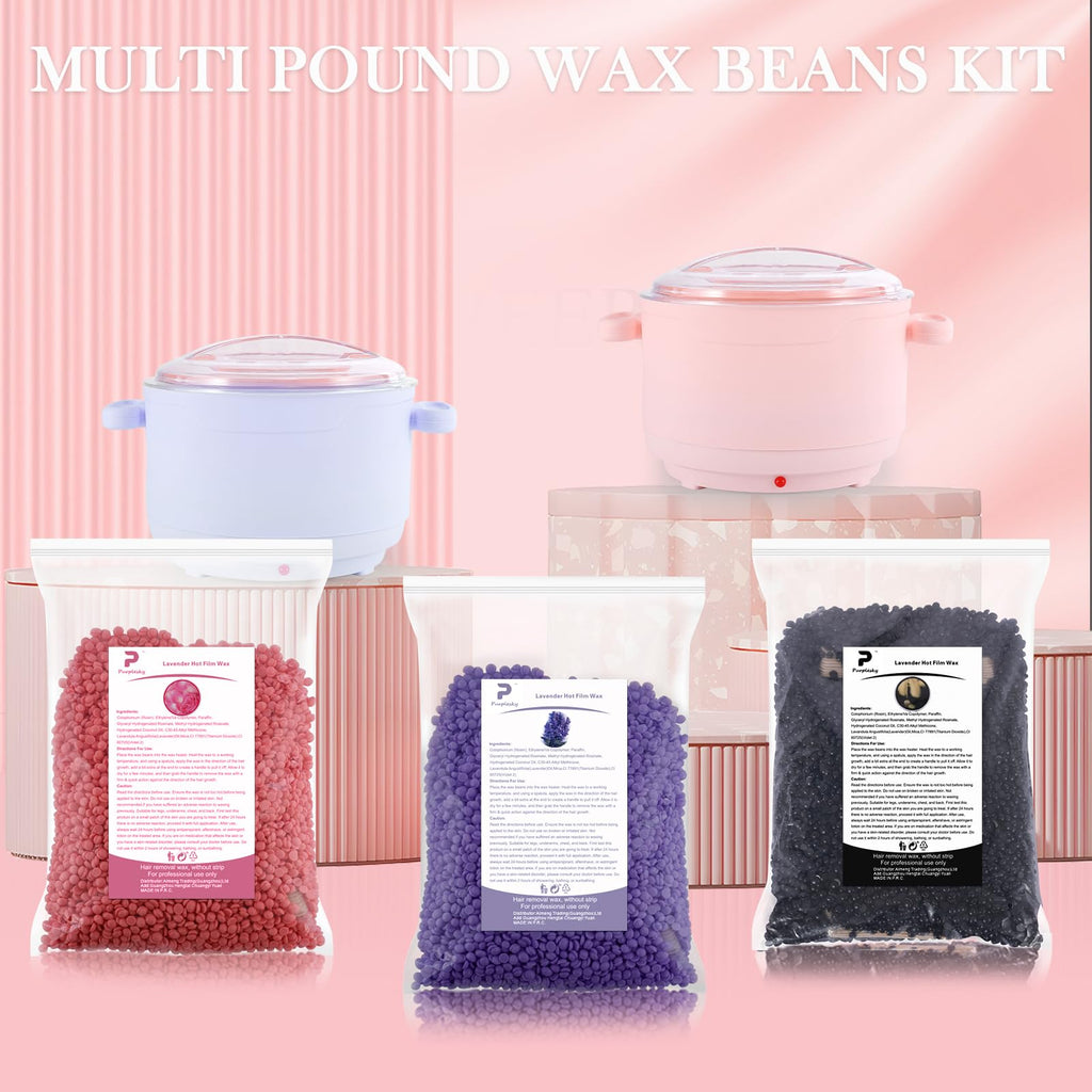 Wax Beads for hair removal- 1lb Hard Wax Professional Beans - Low Termperature Stripless Melting Wax for Body, Leg, Bikini Back, Nose, Upper Lip, Facial, Underarm - Brazilian Painless Waxing