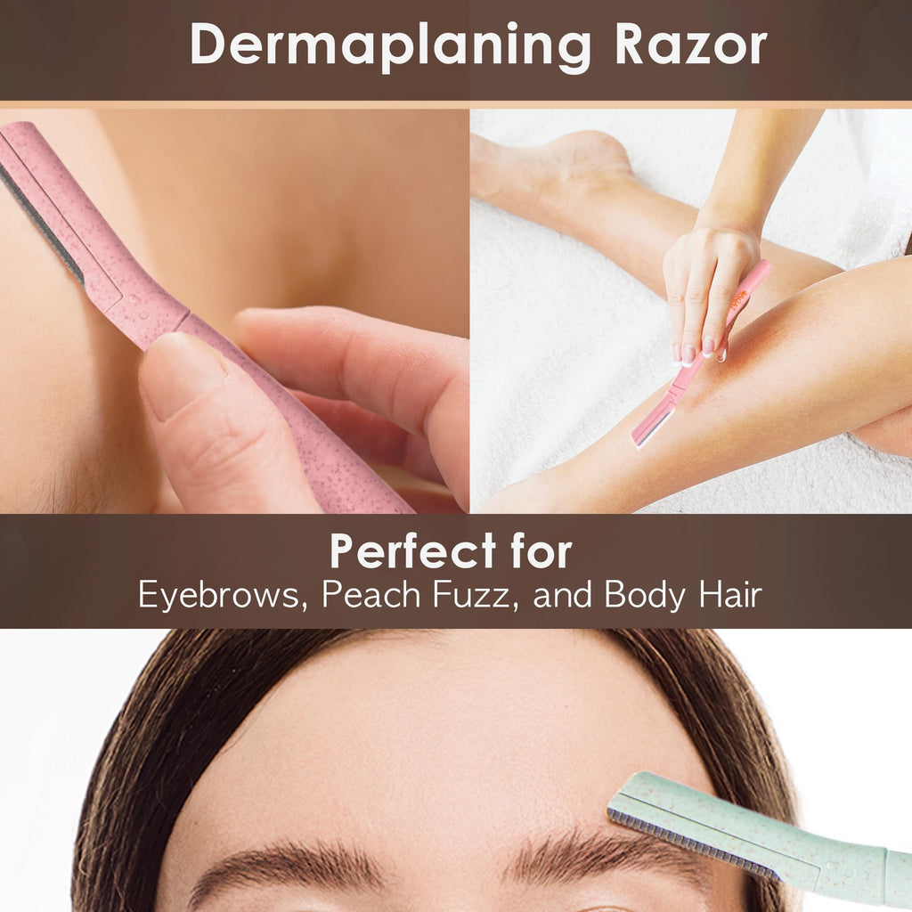 TADA Natural Beauty Biodegradable Dermaplaning Tool 12pk, Face Eyebrow Face Razors, Face Shaver & Exfoliating (Pink)