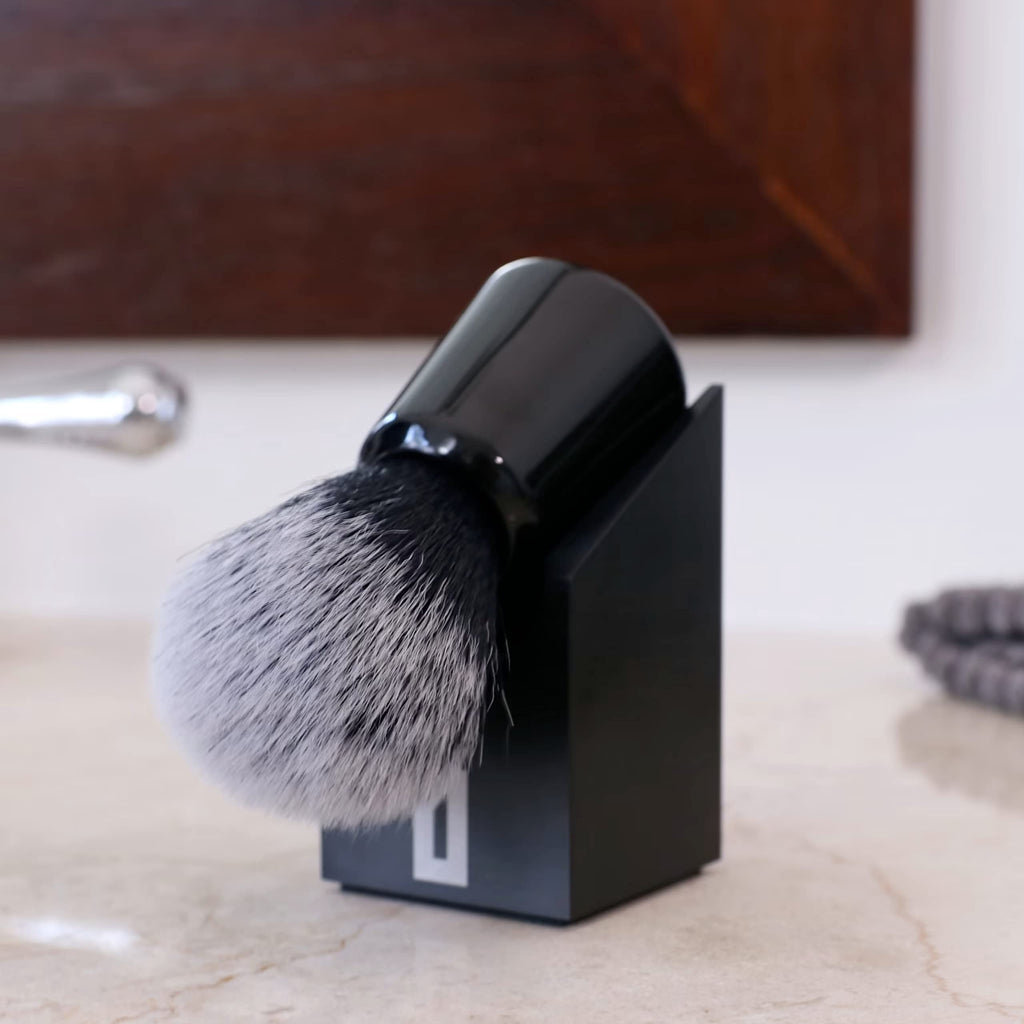 OneBlade Vertical Shaving Brush Stand (Black) Heavy Duty 6063 Aluminum, Double Anodized Finish, Hygienic Shaving Brush Storage - Weight 9.8 oz / 278 grams