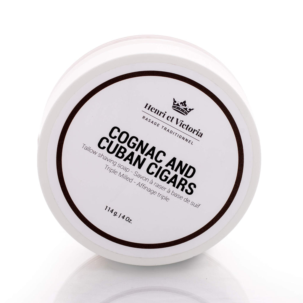 Henri et Victoria Shaving Soap For Men | Cognac and Cuban Cigars Fragrance | Smooth Shave, Lathers Up Nicely, Long-Lasting Scent | Triple Milled Soap, Canadian Made by Skilled Artisan 114 g (4 oz)