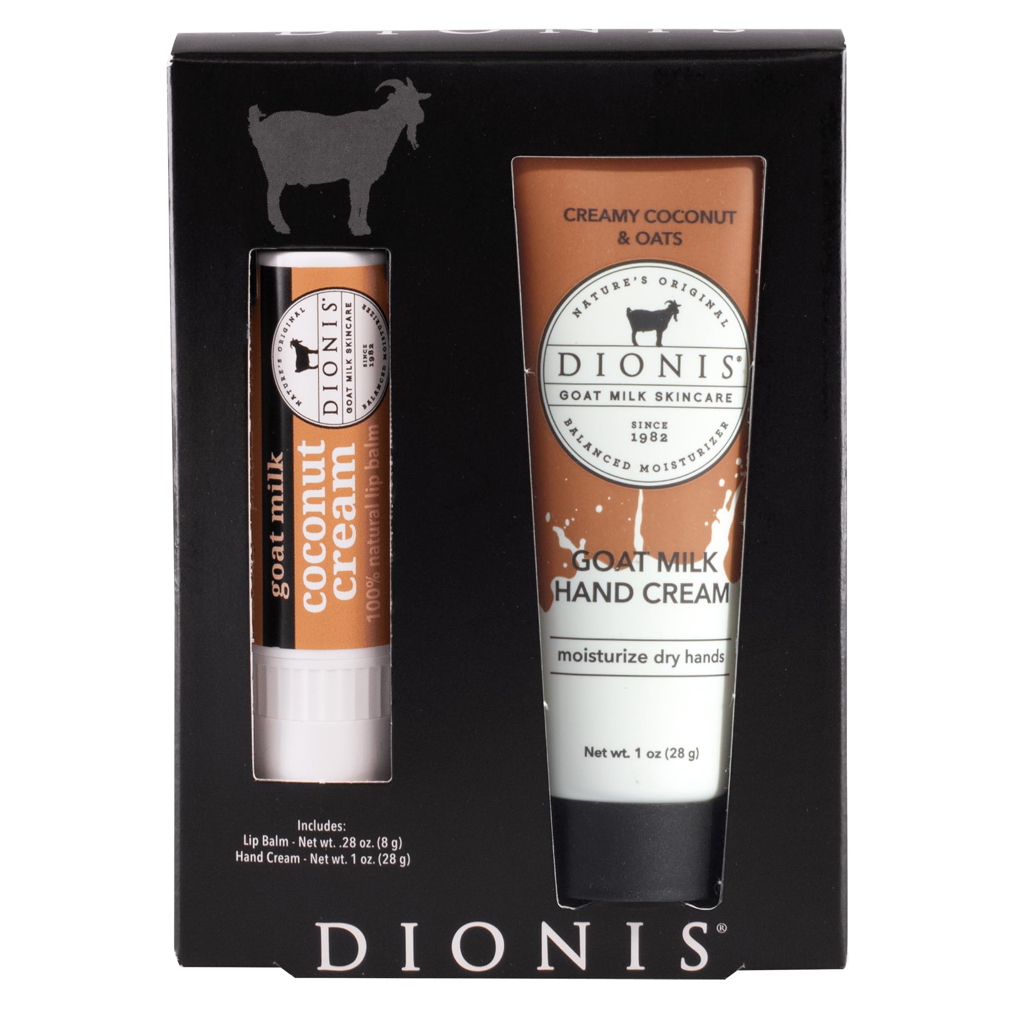 Dionis Goat Milk Creamy Coconut & Oats Hand Cream and Coconut Cream Lip Balm Set