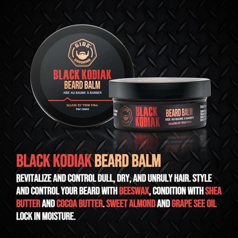 GIBS Grooming Black Kodiak Beard Balm - Nourishing Beard Care, 2 oz for Softness & Control