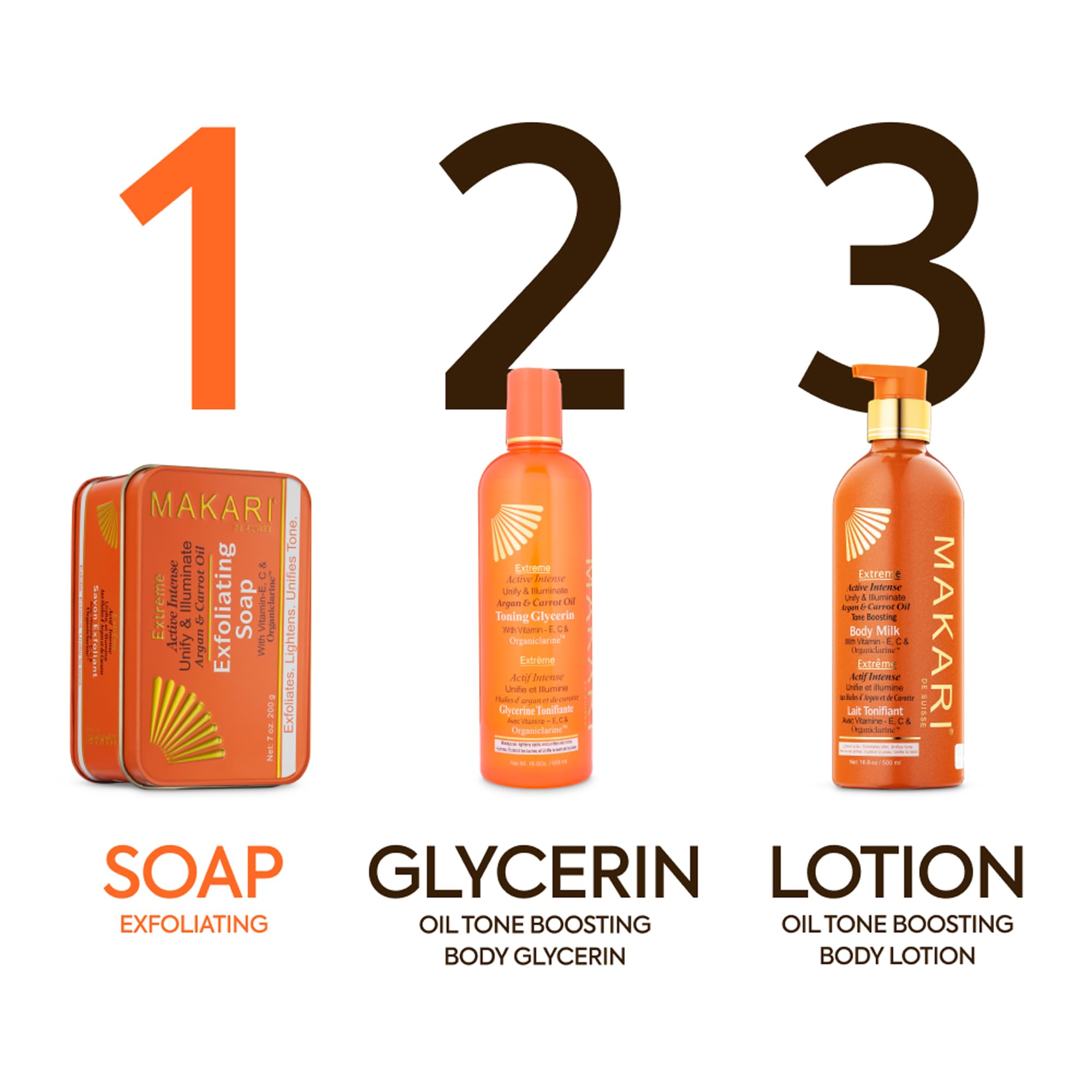 MAKARI Extreme Active Intense Argan & Carrot Oil Exfoliating Soap 2-Pack (7 oz) | Radiance-Boosting Bar | With Apricot Seed Extract & Vitamins C & E | Helps Reveal Smoother-Looking Skin