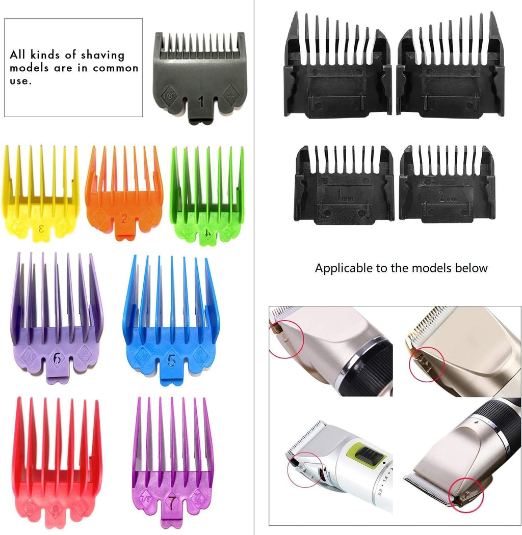 SUNJCO 12 Pack Clipper Guards Set for Limural K11S/ Novah HCL-001/ Surker K7S/K9C/K9S - 1/24" to 1", Multiple Colors