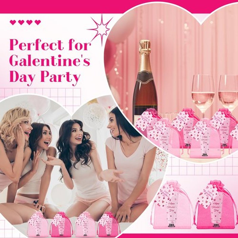 Loopeer 6 Pack Galentine's Day Hand Cream Gifts Galentine's Valentine's Day Party Favors Bulk Hand Cream with Organza Bag and Greeting Card for Women Girl's Night Bachelorette Party Decorations