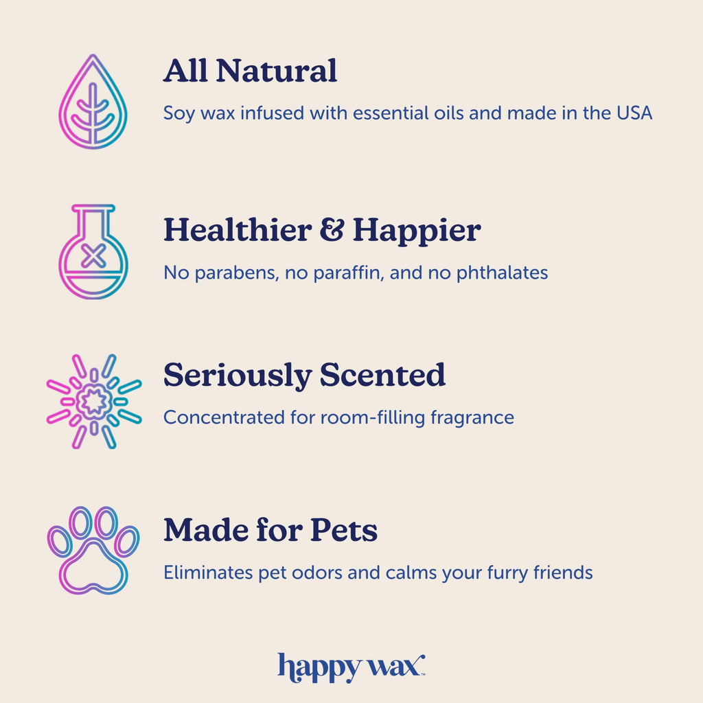 Happy Wax Teakwood Trails Wax Melts for Pet Owners – Odor Eliminating, Calming, Pet-Safe, Non-Toxic, Dye-Free, Perfect for Use with Wax Warmers - 8oz Pouch
