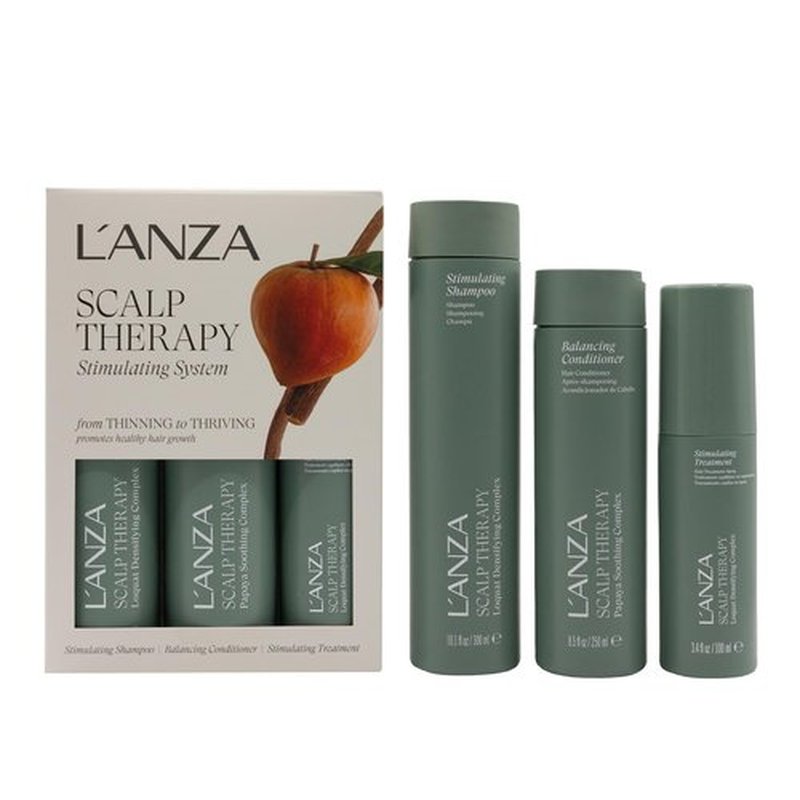 L'ANZA Scalp Therapy Hair Care Kit, Shampoo, Conditioner & Stimulating Leave-In Hair Treatment, Supports Healthy Growth, Adds Fullness, Strengthens, Anti Aging, Combats Oil & Removes Buildup