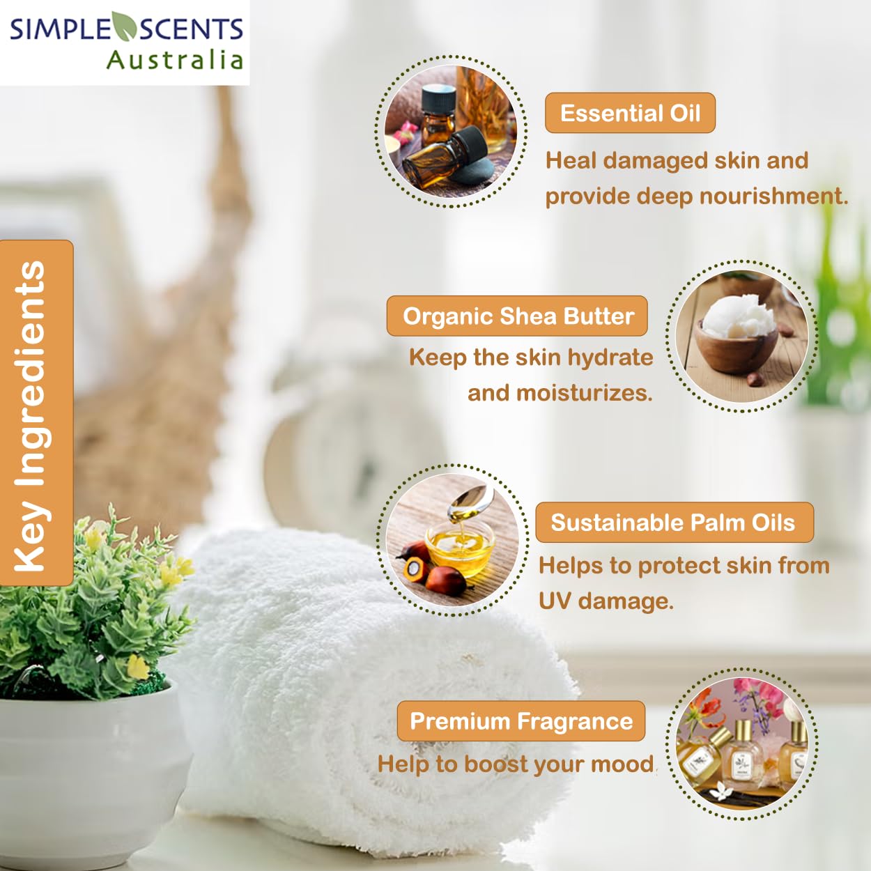 Simple Scents Australia Scented Natural Soap Bars (12 Bars), 3.5oz Moisturizing French Triple Milled Soap Bars Enriched with Shea Butter - Pure Plant Oil Bath & Body Bars