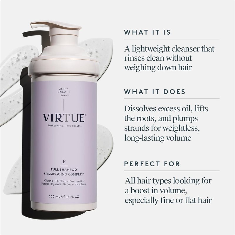 Virtue Full Volumizing Shampoo - Sulfate Free, Thickens Hair, Safe for All Hair Types