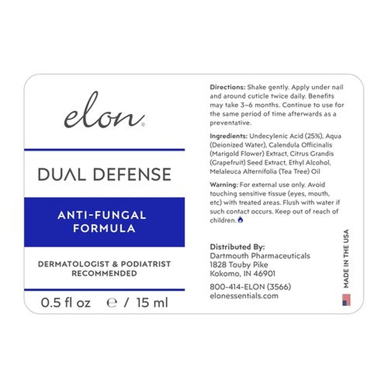 Elon Dual Defense Fungal Formula (2 Pack) — 25% Undecylenic Acid — Fingernails & Toe Nail Care Products — Elon Nail Products – Toenail Treatment