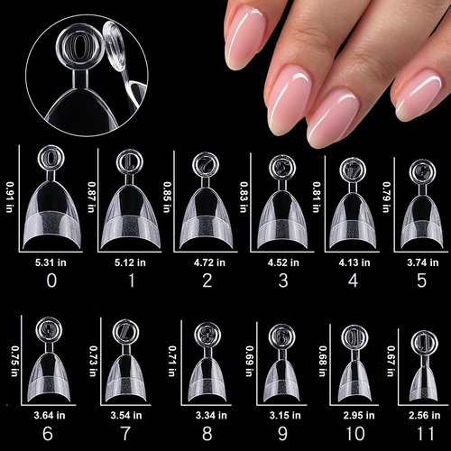 LoveOurHome 600pc French XS Stiletto Nail Tips Clear Fake Nails French Short Almond Nail Tips Soft Gel Almond Nail Tip Half Cover False Nail Tip for Acrylic Nails Gel Extension