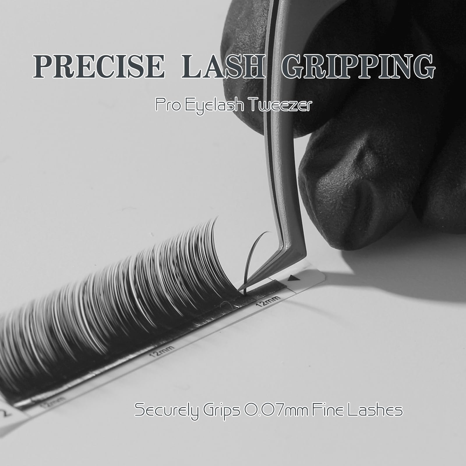 GöSol Pro Lash Tweezers for Eyelash Extensions, Professional Expert Eyelash L-shape Tweezers for High Precision Pick/Fan/Wiggle/Apply; 420 Stainless Steel Lash Tweezer for Volume & Classic Lashes