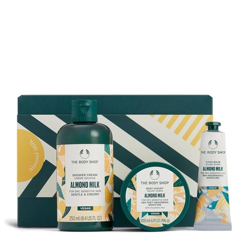 The Body Shop Almond Milk Gift Set | 3-Piece Vegan Set with Shower Cream, Body Yogurt & Hand Balm