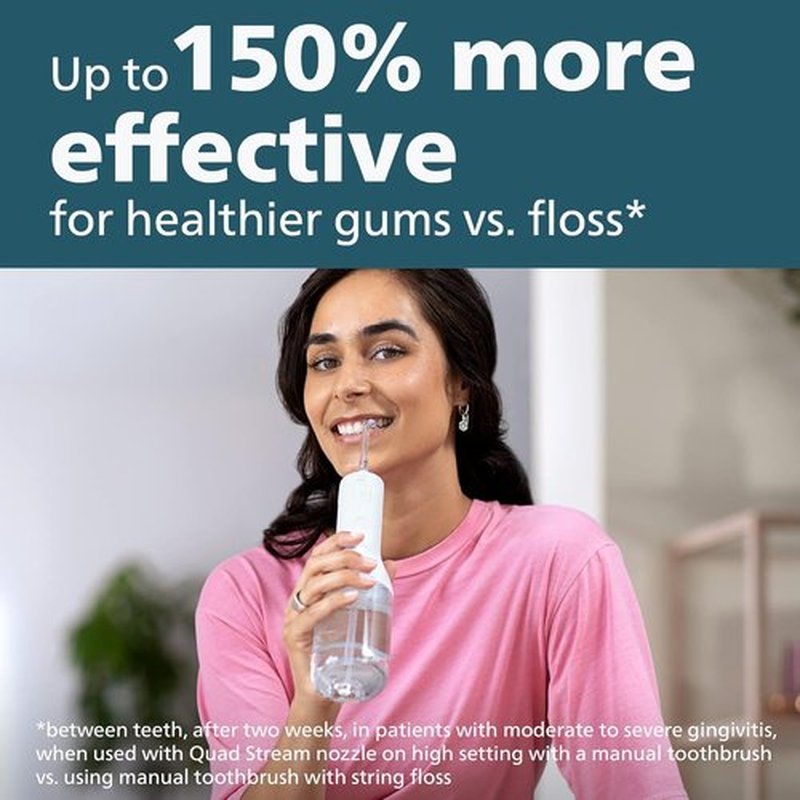 Philips Sonicare Cordless Power Flosser 3000 - Innovative Quad Stream Water Flosser | 2 Modes, 3 Intensity Levels, Ergonomic Design, White
