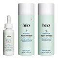 Hers Triple Threat Hair Regrowth Set - Shampoo, Conditioner & 2% Minoxidil - Biotin & Pumpkin Seed Oil - Napa Rose Scent - 3 Count