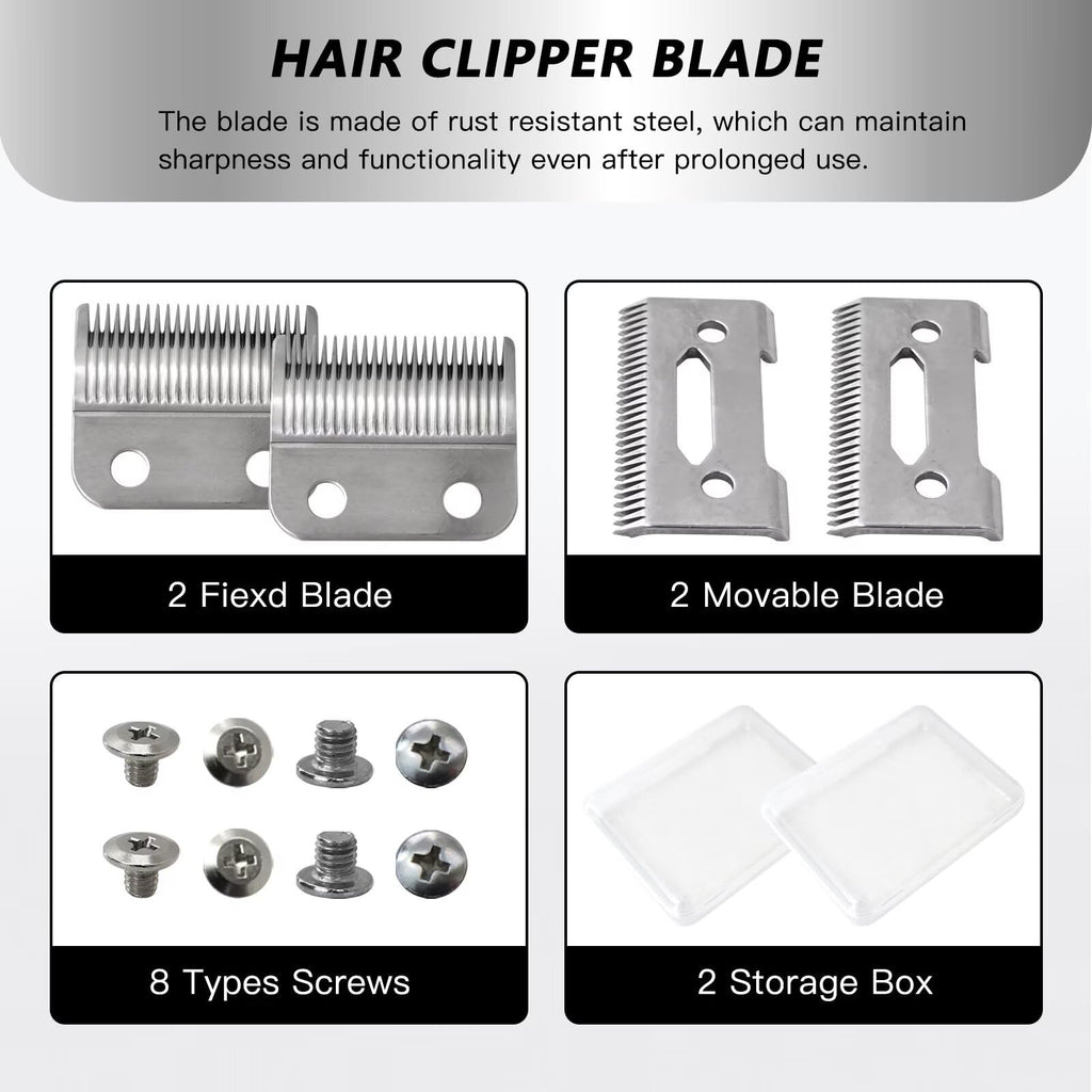 Upgraded Steel Hair Clipper Blade for Wahl Precision MC3 Blades, Pack of 2 Steel Blades Replacement for 2-Hole Standard Wedge 5 Star Legend Clippers