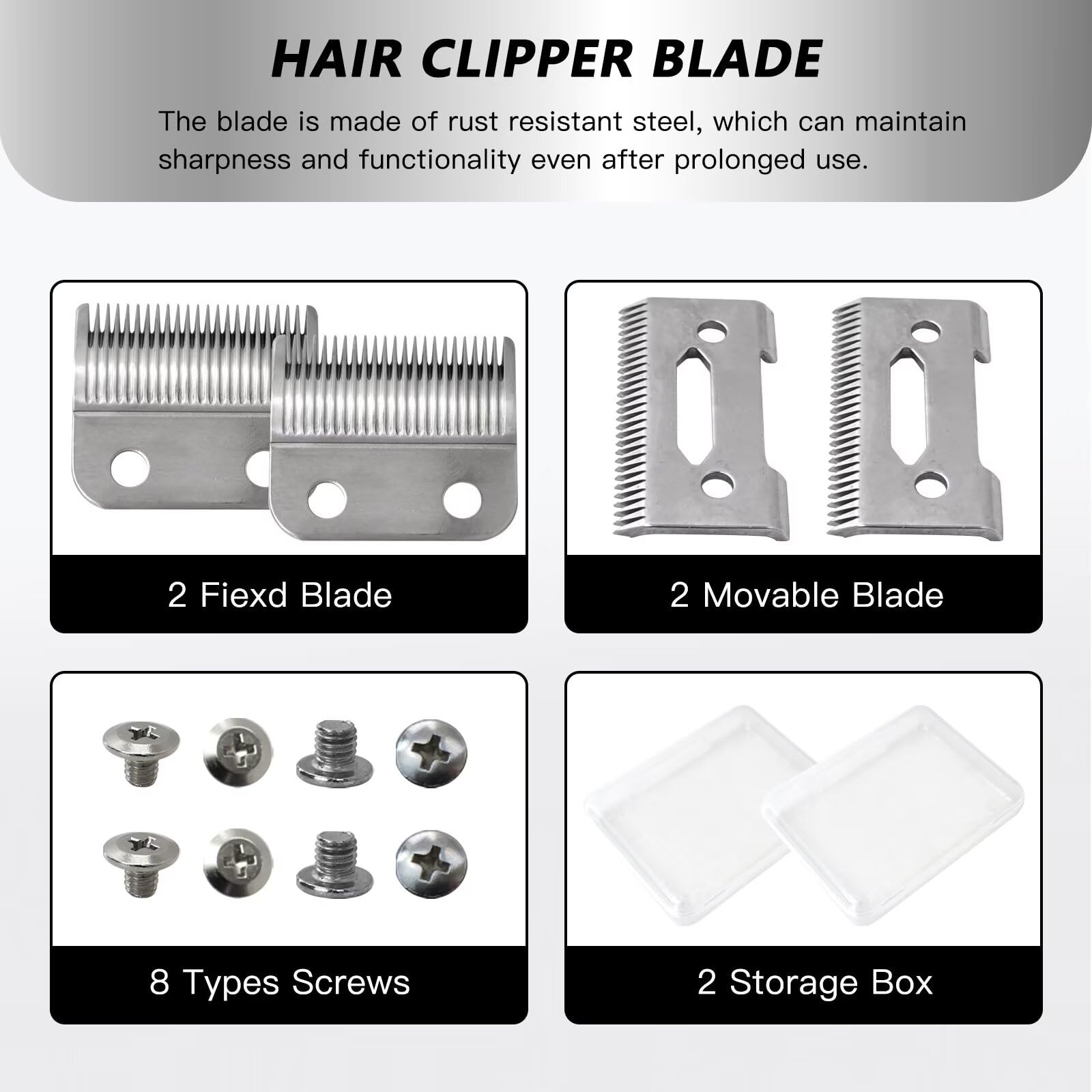 Updated Steel Hair Clipper Blade Fit for Wahl Precision MC3 Blades, Pack of 2 Steel Blades Replacement for 2-Hole Standard Wedge 5 Star Legend Clippers