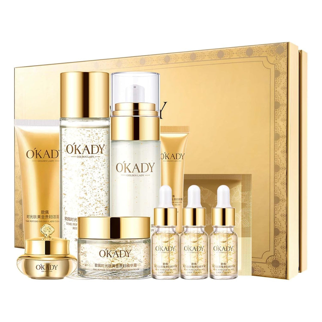 Anti-Aging Skincare Set for Women, 10-Piece Daily Facial Care Kit w/ Vitamin C & Peptides, Includes Cleanser, Toner, Serum, Eye Cream & Lotion, Vegan & Cruelty-Free, Birthday Gifts for Her/Mom/Wife