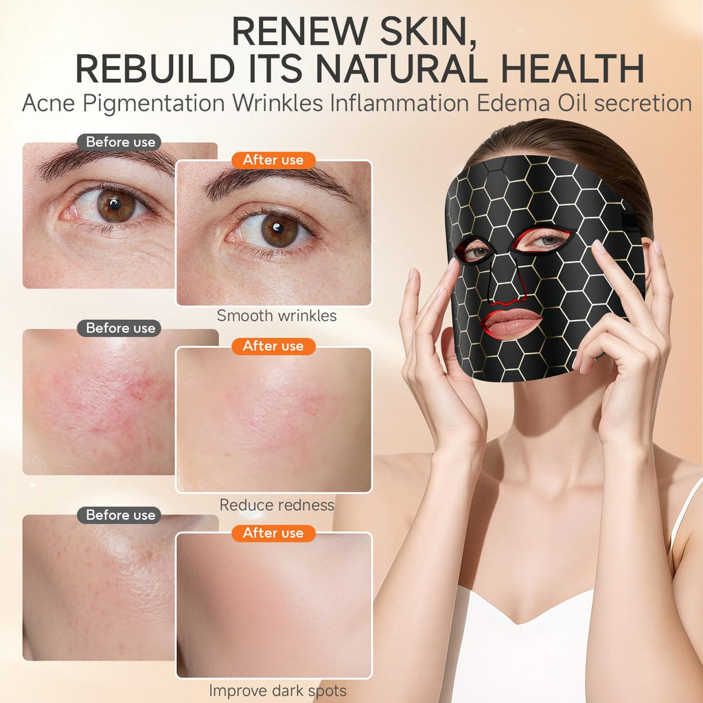 Red Light Therapy Mask for Face,LED Light Therapy mask FM-01, Portable Red Light Therapy Mask (1PC)