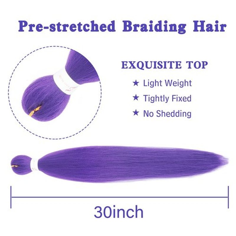 Beyond Beauty Long Purple Braiding Hair 30 Inch, Pre Stretched Synthetic Braiding hair for Braids,2 Packs Purple Extensions for Stage Party Halloween Costume Cosplay