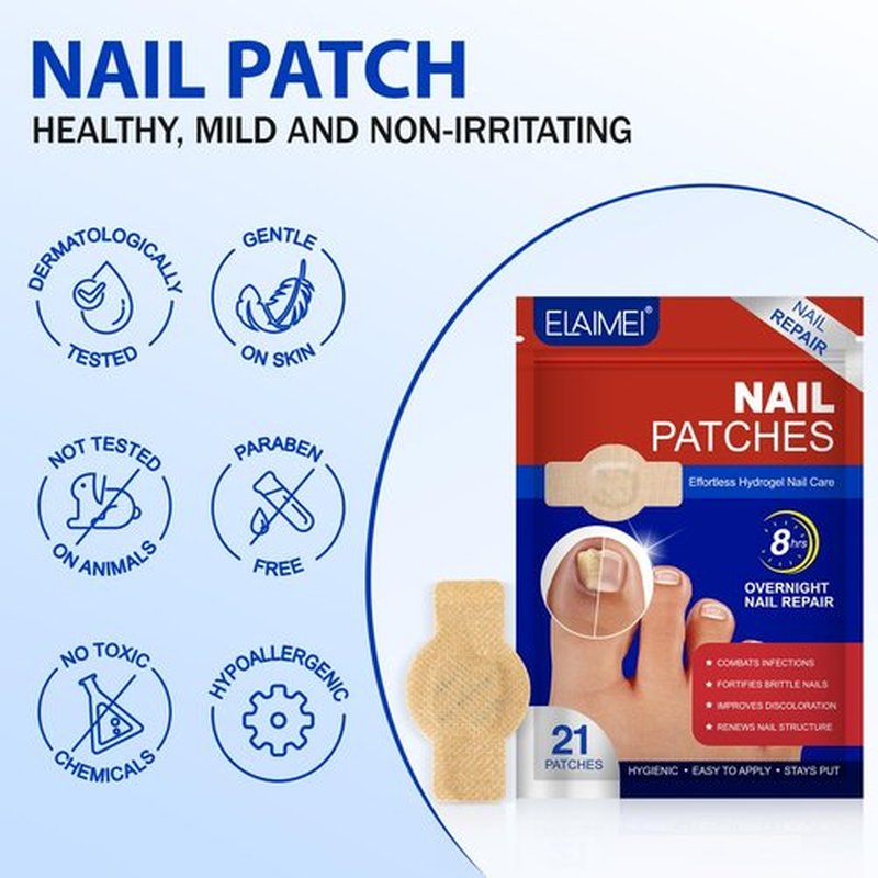 21 PCS Nail Patches ，Toenail Treatment Patch Extra Strength 8-Hour ，Nail Repair Patches,,Nail Repair for Restores Damaged Nails and Appearance of Discolored，Overnight Renewal for Men and Women