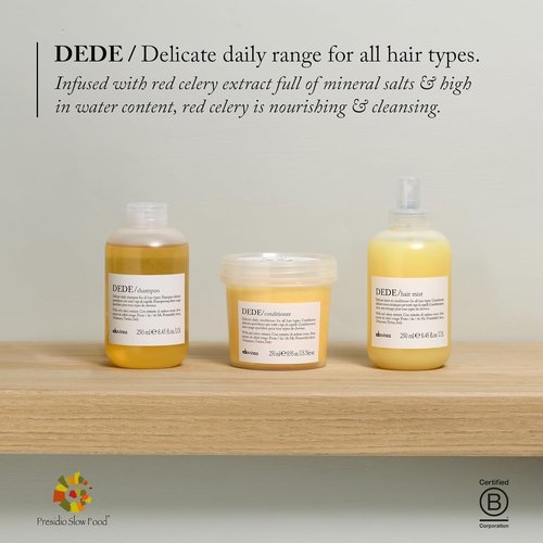 Davines DEDE Shampoo - Gentle Daily Cleanser for Medium & Fine Hair with Red Celery Extract | 8.45 Fl Oz (Pack of 2)