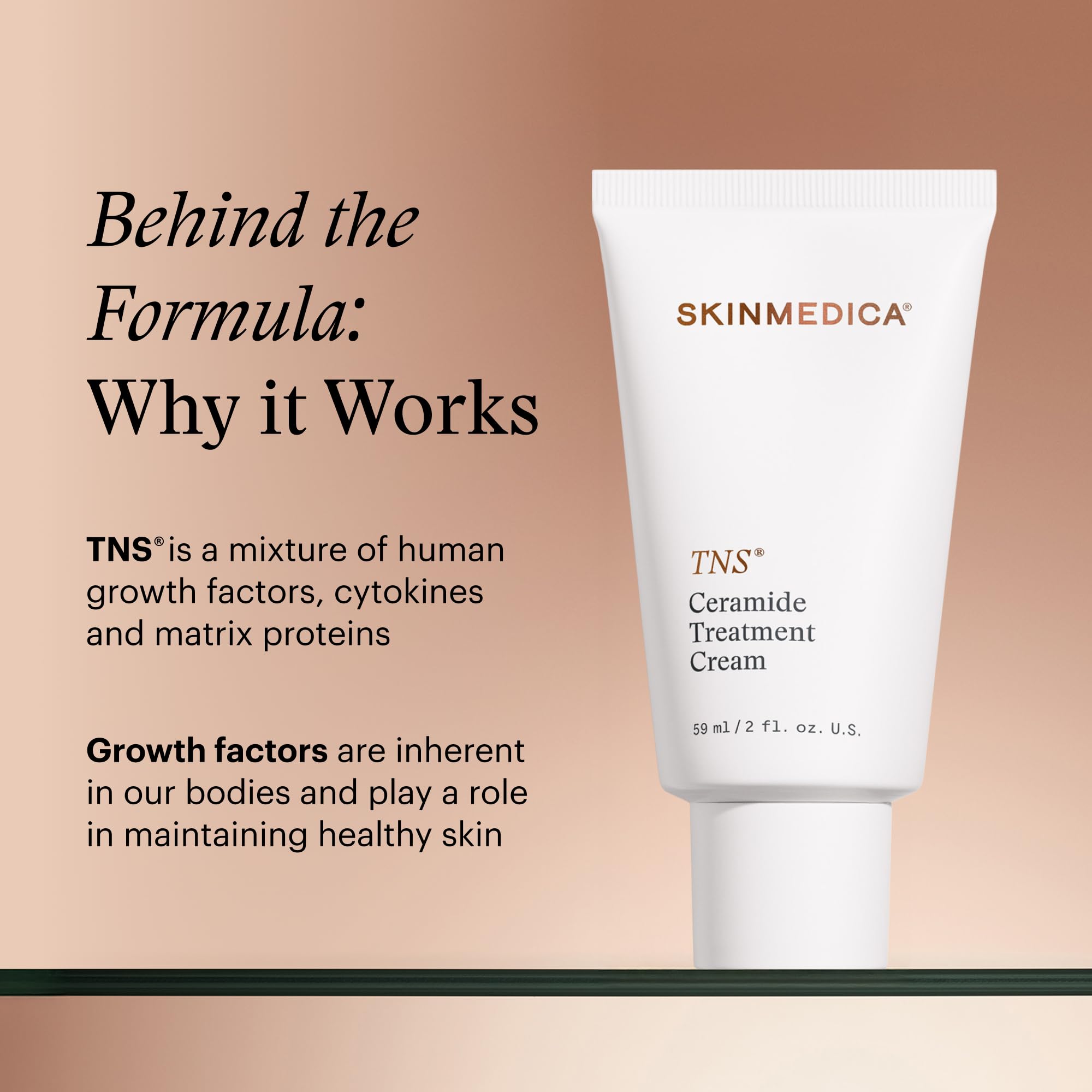 SkinMedica TNS Ceramide Treatment Facial Cream - Hydrating Facial Moisturizer with Peptides & Ceramide Technology to Help Restore Skin's Moisture Balance & Barrier (2 Oz)