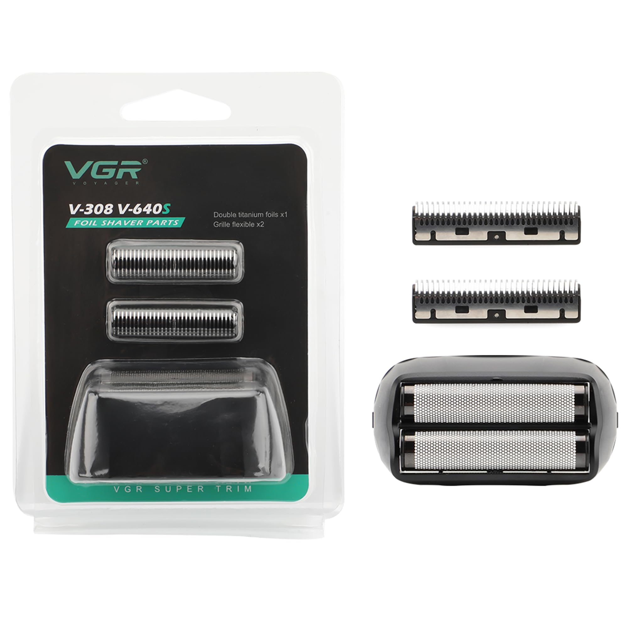 VGR 308/640S Foil Shaver Replacement Head, Electric Shaver Replacement Foil and Cutters Set, Double Titanium Foil Floating Blade, 1 Pack