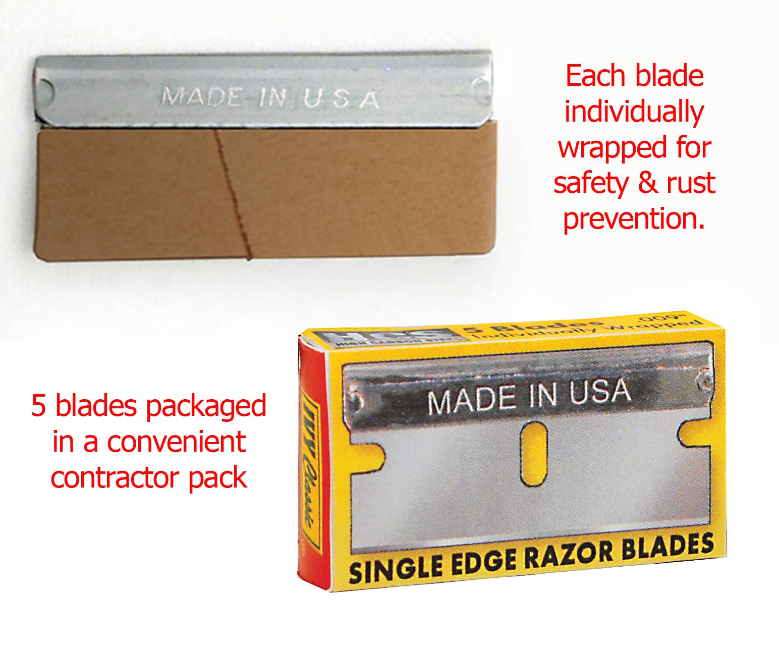 IVY Classic 11156: Razor Blade Scraper, 1 Pack, with 5 High Carbon Steel Blades, Made in USA