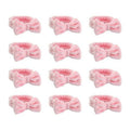 JHJEWH Spa Headbands,Makeup Headbands for Women,Facial Headband Bulk,Soft Coral Fleece Headband for Makeup,Cosmetic Head Wraps,Bow Hair Bands for Face Washing Shower Skin Care (pink, 12pcs)