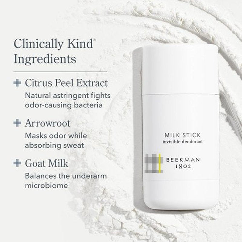 Beekman 1802 Milk Stick Deodorant - All-Day Invisible, Aluminum-Free - 2.5 oz - Sensitive Skin Friendly