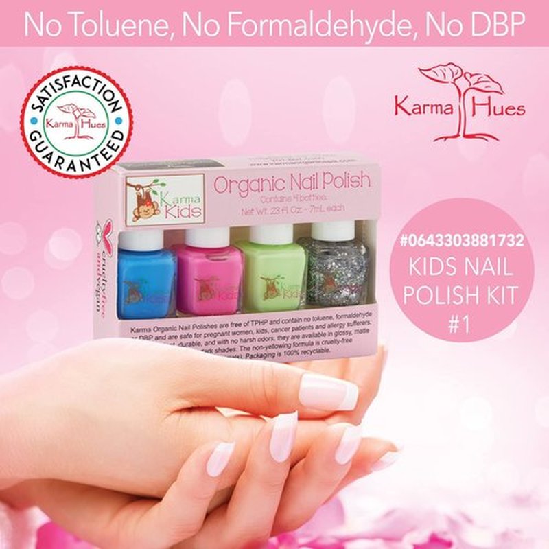 Karma Kids Nail Polish Box Set No. 1 Natural Safe Nail Polish for Little Girls - Non-Toxic, Vegan, and Cruelty Free – Quick Dry Kids Friendly