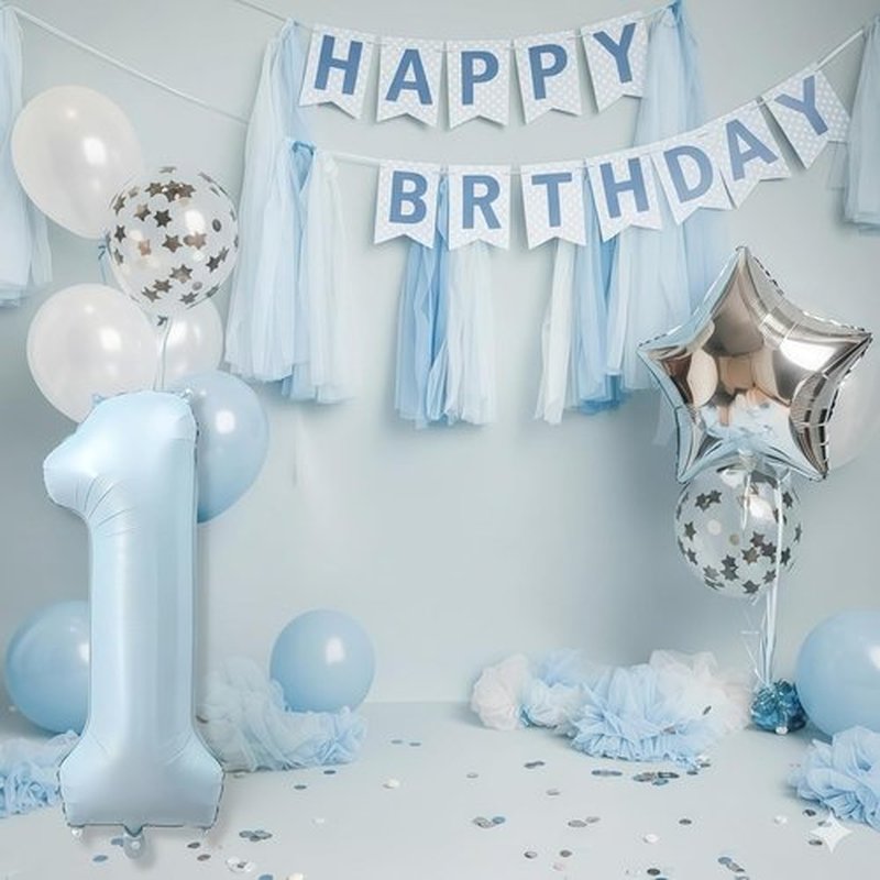 Skiennix Big Number 1 Balloon - Light Matte Sky Blue Foil 40 Inch - Perfect for 1st Birthday & Baby Shower Decor