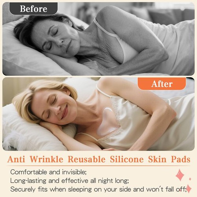 2 Pcs Silicone Chest Wrinkle Pads, Reusable Overnight Anti Wrinkle Patches, Neck Tape Lifting Invisible Anti Chest Wrinkles Chest Pads, An-ti Aging Silicone Patches For Wrin-kles, (1.5 Month Supply)