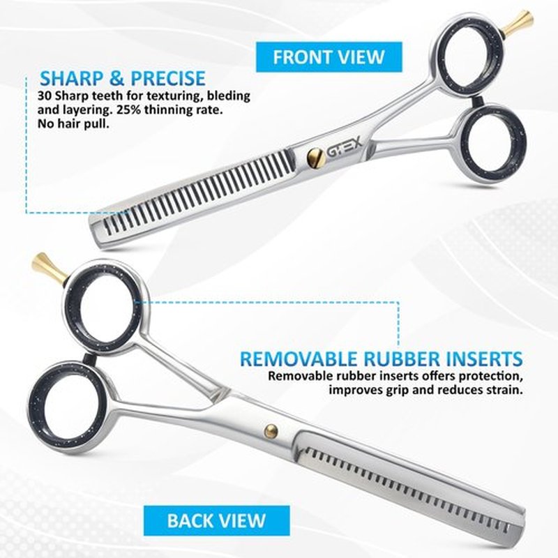 Thinning Shears for Hair Cutting GTEX 6.5in Thinning Scissors Professional Barber’s Texturizing Shears for Salon & Home Use - High Carbon Stainless Steel Texture Blending Hair Thinning Shears